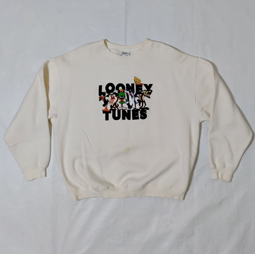 Vintage Warner Bros Studio Store Looney Tunes Embroidered Crew Neck Sweater M